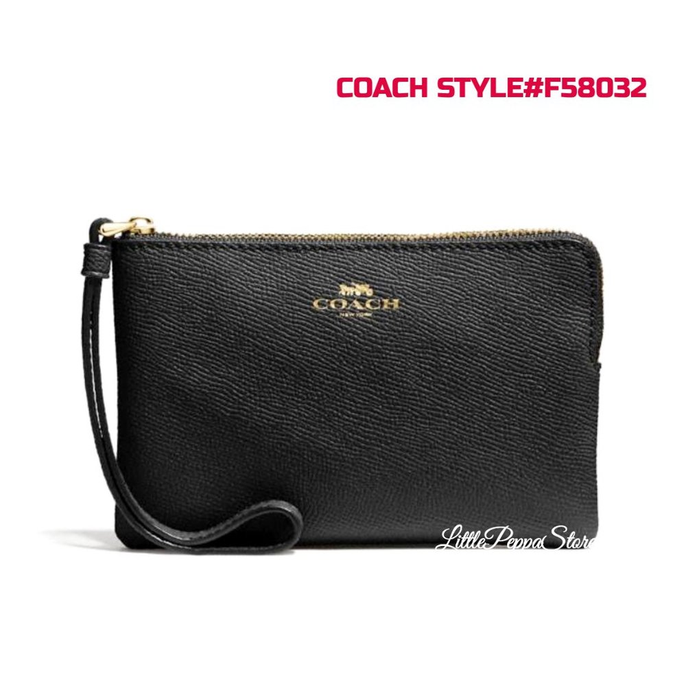 COACH CORNER ZIP WRISTLET IN LEATHER BLACK